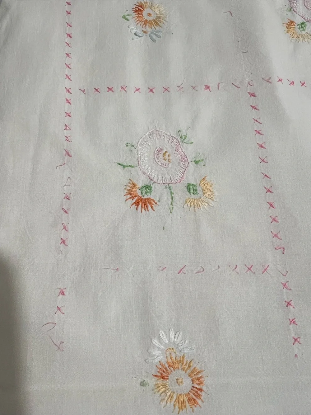 Vintage Hand Embroidered Tablecloth 40